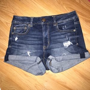 High rise stretch jean shorts